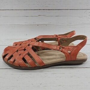 Earth Origins Belle Brielle Sandals Women 7.5W Ginger Orange Fisherman Slingback